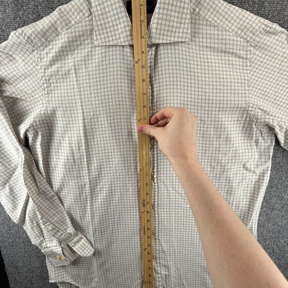 Etro Milano Italy Size 42 Button Up Shirt Long Sleeve Blue White Check Woven - Picture 3 of 14